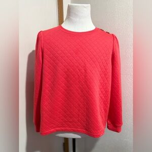 Croft & Barrow Holiday Spirit Red Women’s Quilted Button-Shoulder Sweatshirt XL
